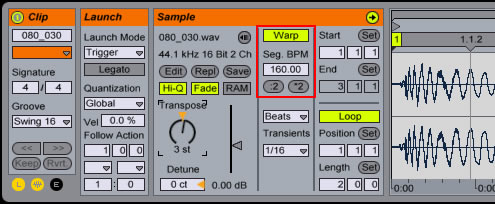 Ableton Live Warp and Time Stretching Controls