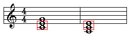 C major and A minor chords sharing the C and E notes